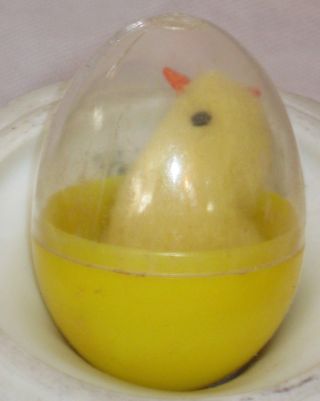 Vintage Spun Cotton Yellow Baby Chick Chicken W/easter Egg
