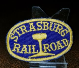 Vintage Strasburg Railroad Rr Railway Sew On Patch Blue 3 X 1.  5