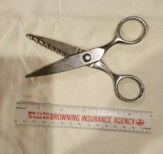 Vintage Clauss 6 Inch Pinking Shears Scissors Made In Usa
