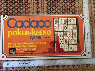 Vintage 1971 Poker - Keeno Game By Cadaco 340 Red Chips 100 Complete