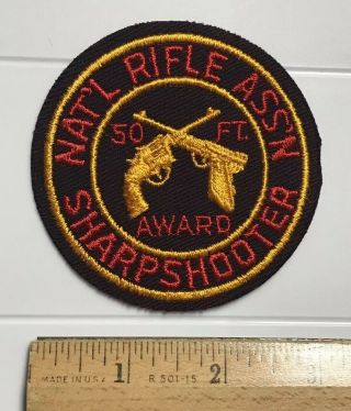 National Rifle Assoc.  Nra 50ft Pistol Sharpshooter Shooting Award Black Patch