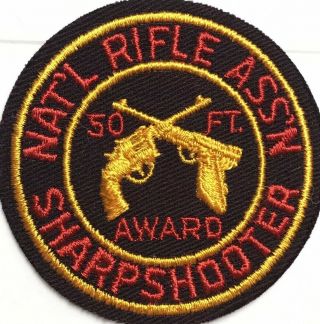 National Rifle Assoc.  NRA 50ft Pistol Sharpshooter Shooting Award Black Patch 2