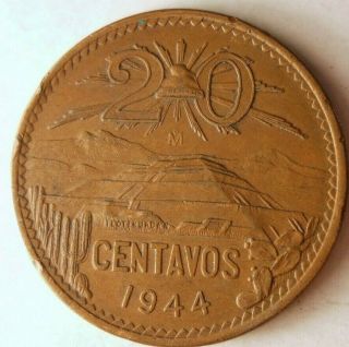 1944 Mexico 20 Centavos - Au - Scarce Vintage Coin - - Mexico Bin C
