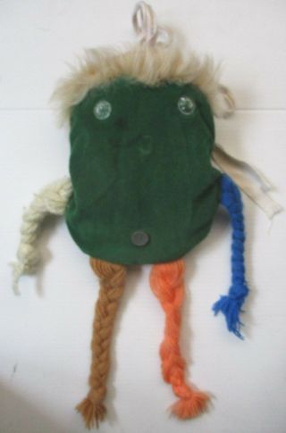 Vintage 1980s Strange Unique Handmade Stuffed Plush Puppet W Braided Arms & Legs