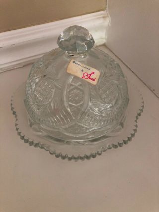 Vintage Le Smith Clear Glass Covered Butter Dish Euc No Chips Or Cracks Sticker