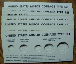 Ten Vintage Crown Coin Holders,  United States Minor Coinage Type Set Holder
