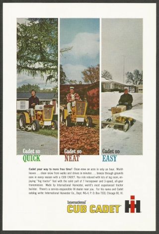 International Harvester Cub Cadet Small Tractor - 1963 Vintage Nat Geo Print Ad