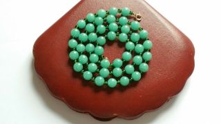 Czech Vintage Green Glass Bead Necklace