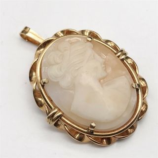 VINTAGE 9ct ROLLED GOLD CARVED CAMEO SHELL COSTUME JEWELLERY LADIES BROOCH 3