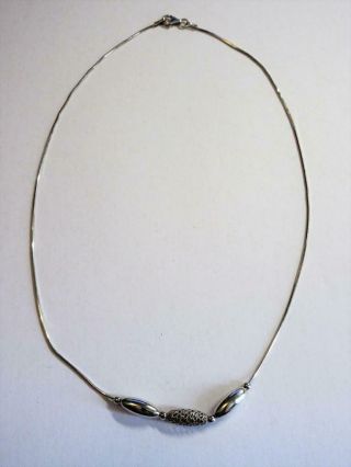 Vintage Sterling Silver 18 " Long Snake Link Bead Necklace,  Chain - 5.  6g