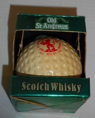 Vintage Old St.  Andrews Scotch Whiskey Golf Ball Decanter Bottle Box