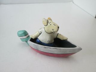 Vintage Pottery Figurine Hound Dog In A Motor Boat Humorous Marked Ch 3894