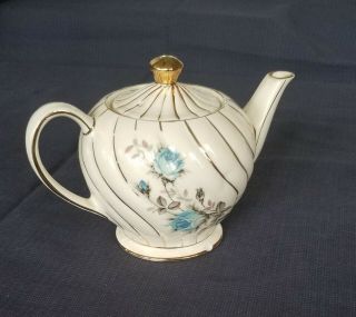Vintage Sadler England Teapot With Blue Roses And Gold Trim.  Is.