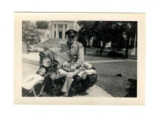 Vintage Black & White Photograph Alabama Highway Patrol Policeman On Motorcycle