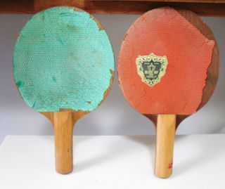 Set Of 2 Vintage Silver Cup Champion Winner Tournament Wooden Ping Pong Paddles
