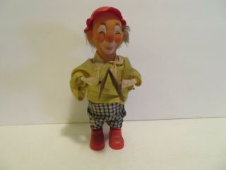 Vintage Mechanical Wind Up Clown Plays Cymbals Not