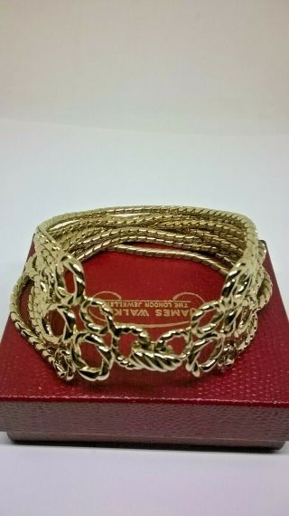 Vintage Jewellery Signed Monet Unusual Gold Tone Multi Strand Bracelet Box Clasp