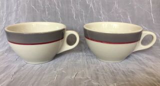 Set Of 2 Vintage Jackson Coffee Cups Restaurant Ware Red Gray White
