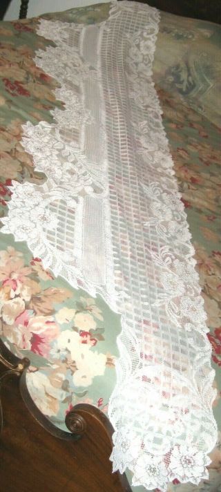 Vintage Lace Table Runner Centerpiece Or Fireplace Mantel Scarf White 18 " X 88 "