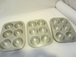 Comet & Muffinaire Aluminum 6 Hole Cupcake Muffin Pans 3 Pc Vintage