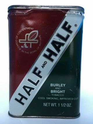 Vintage Burley & Bright Half And Half Pipe Tobacco Tin (1.  5 Oz.  Pocket Size)