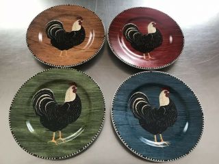 Set Of 4 Vintage Warren Kimble Rooster Plates Sakura 8” Salad
