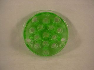 Vintage Uranium Green Glass Flower Frog 16 Holes 4 
