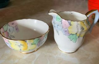 Vintage Staffordshire Fine Bone China Small Bowl Pitcher Floral Crown England