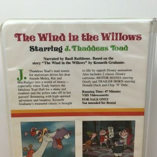 Walt Disney - The Wind In The Willows VINTAGE OOP White Clamshell VHS Tape 5