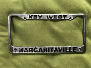 Vgc Vintage Metal Key West Margaritaville License Plate Holder V Good
