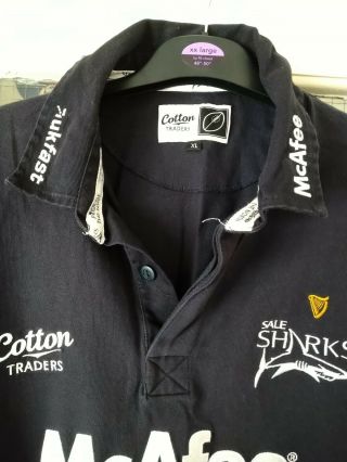 Men ' s Vintage Sharks SS Rugby Shirt Size XL Cotton Traders 3