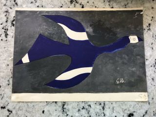 Vintage Georges Braque Bird Lithograph Signed? Print Mid Century Modern Art