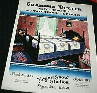 Vintage Pattern Book Quilt Applique Grandma Dexter 36b Made Usa 10 Cent - S=