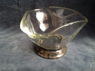 Vintage Clear Glass Candy - Nut Dish - Bowl - Silver Plate Base