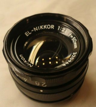 Vintage Nikon Lens El - Nikkor 1:2.  8 F=50mm Japan,  Lens And Cap Only