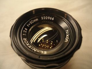 VINTAGE NIKON LENS EL - NIKKOR 1:2.  8 f=50mm JAPAN,  lens and cap only 3