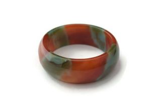 Vtg Stripped Green And Red Carnelian Agate Bangle Bracelet