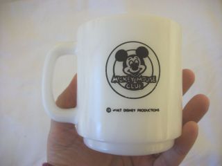 Vintage Disney Mickey Mouse Club Bee Hive Milk Glass Coffee Cup Mug Libby Euc