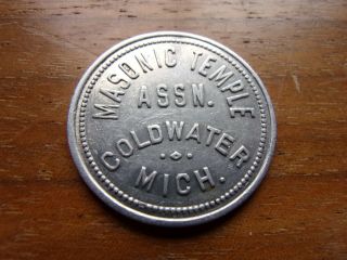 Vintage Cold Water Michigan Masonic Mason Temple G/f 50 Cents Token