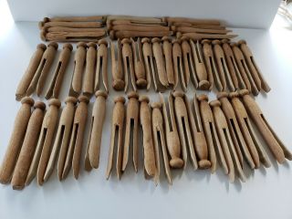 50 Vintage Round Top Wooden Clothespins,  Approximate Size 3.  75 " - 4.  0 " Laundry