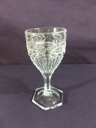 Vintage Cut Glass Crystal Flower & Leaf Design 2 Oz Shot Glass Or Cordial 4 3/8 "
