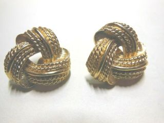 Vintage Monet Gold Tone Rope Twist Clip On Earrings Signed