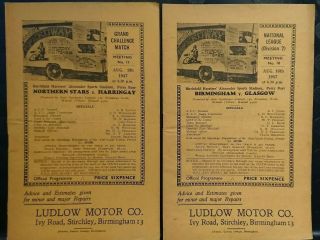 2 X Vintage Birmingham Speedway Programmes Meetings 17 & 18,  Div 2,  1947.