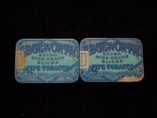 2 Vintage Edgeworth Sliced Pipe Tobacco Box Container Tin