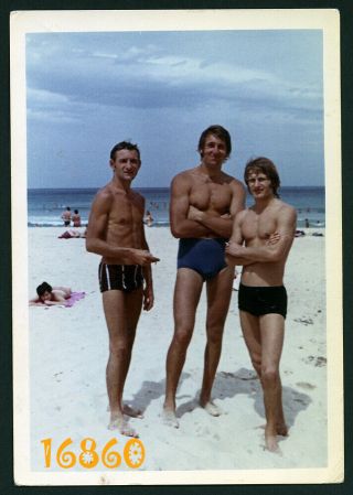 Vintage Photograph,  Strong Boys W Cigarette,  Swimsuit,  Beach 1960’s Germany