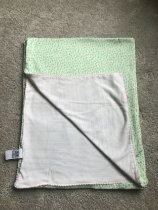 Vintage Gymboree blanket reversible 2002 green pink cotton flower stripe spring 4