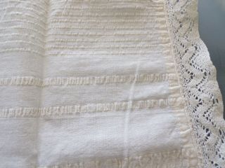Vintage Off - White Small Tablecloth W/Lace Edging - - 29 