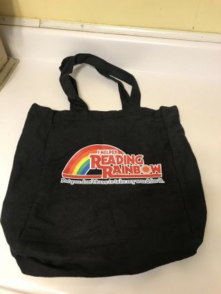 Vintage Reading Rainbow Tv Show Black Canvas Tote Bag Promo Promotional