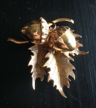 Vintage Giovanni Oak Leaf And Acorn Brooch Pin Goldtone,  2 "