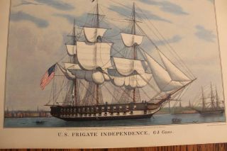 Vintage Currier & Ives Prints US Frigate Independence Newport Yacht Squadron 2